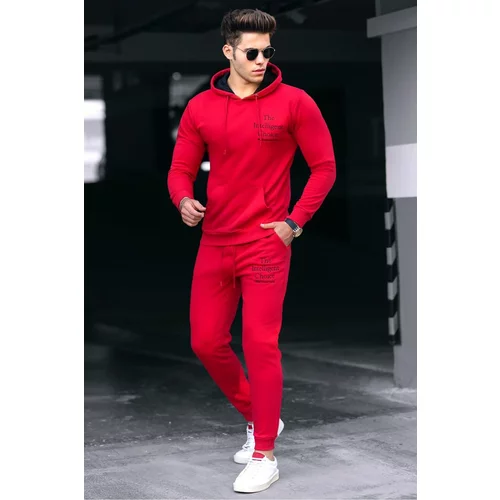 Madmext Men's Printed Red Tracksuit 4725