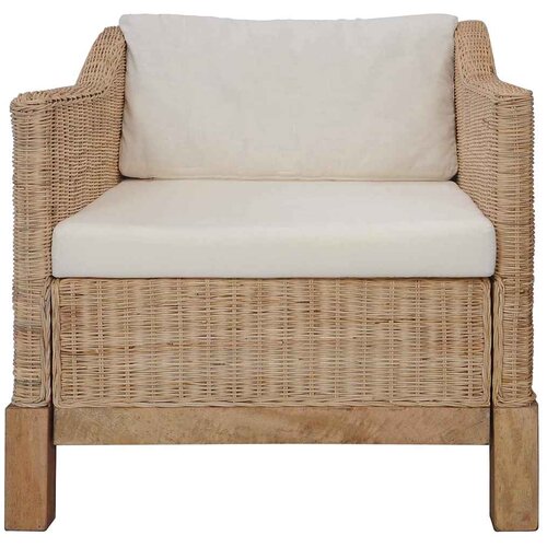  2-dijelni set sofa od prirodnog ratana s jastucima Smeđa Slike