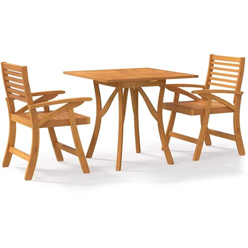  3-dijelni vrtni blagovaonski set od masivnog bagremovog drva Smeđa 85 x 85 cm Slike
