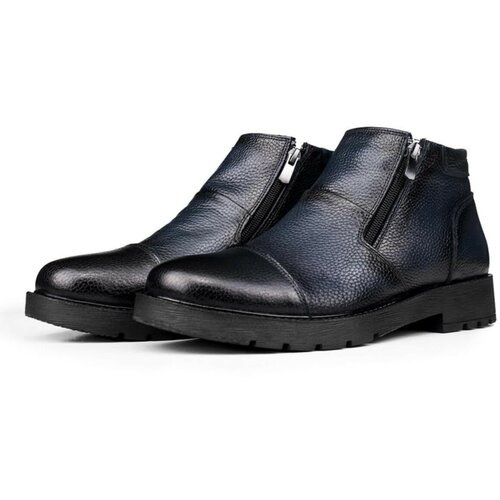 Ducavelli Liverpool Genuine Leather Non-Slip Sole Zippered Chelsea Daily Boots Navy Blue. Slike