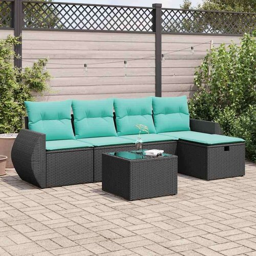 vidaXL Vrtna garnitura - 6-dijelni set vrtnih sofa s jastucima crni od poliratana - Crna sa spremištem 6 Cene