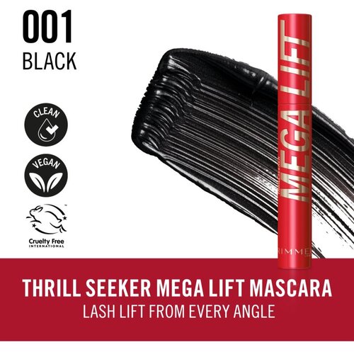 Rimmel London Thrill Seeker Mega Lift maskara za volumen nijansa 001 Black 10 ml Slike