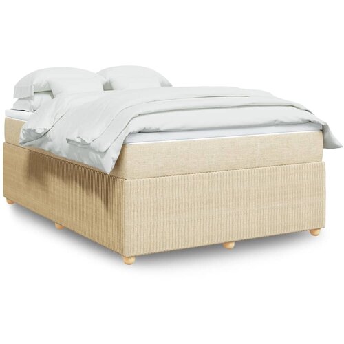 vidaXL Box spring postelja z vzmetnico krem 160x200 cm blago Cene