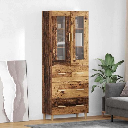 VidaXL Highboard s ladicama Staro drvo 69,5 x 34 x 180 cm Slike