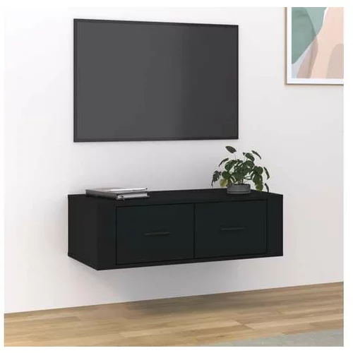  Viseča TV omarica črna 80x36x25 cm inženirski les