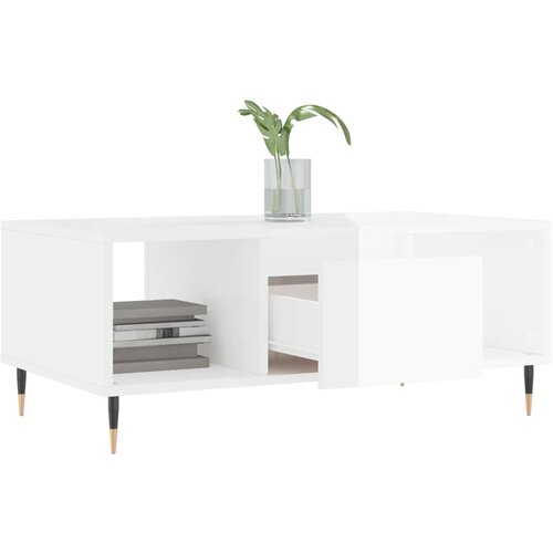  Stolić za kavu sjajni bijeli 90x50x36,5 cm konstruirano drvo Slike