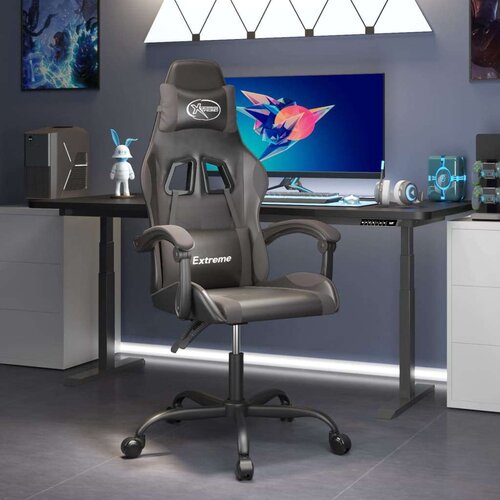  Vrtljiv gaming stol črno in sivo umetno usnje, (21378485) Cene