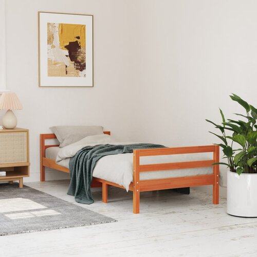 Furnova Posteljni okvir brez vzmetnice vo&amp;scaron;čeno rjav 90x200 cm borovina, (21937709) Slike