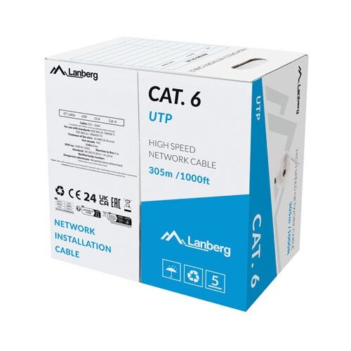 Lanberg LAN CABLE UTP category 6 305 meters wire CCA grey FLUKE PASSED by Cijene