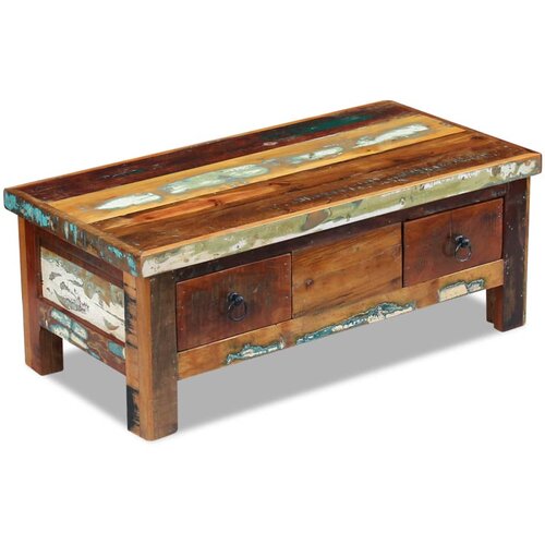 The Living Store Stolić za kavu s ladicama 90x45x35 cm masivno obnovljeno drvo Slike