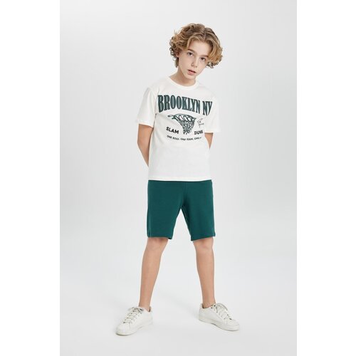 Defacto Boy's Printed Short Sleeve T-Shirt Shorts 2-Piece Set Slike