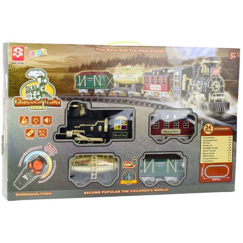 Electric Train Classic RC Train Lights Sounds Smoke 206 cm 24 pcs. Slike