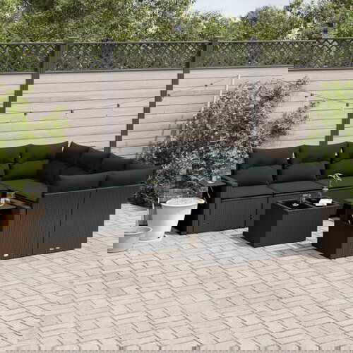  The Living Store Vrtna sedežna garnitura 9-delna z blazinami črn poli ratan - Vrtna Sedežna Garniture, (21460662) Cene