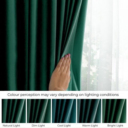 Restilo Temno zelena žametna zavesa za delno zatemnitev 140x245 cm Eyelets &amp;ndash; Slike