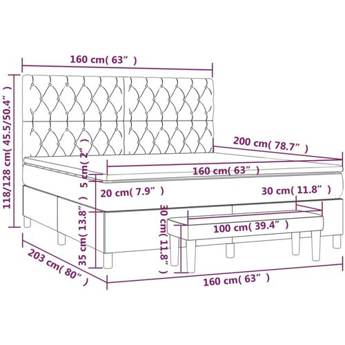  Krevet s oprugama i madracem smeđesivi 160x200 cm tkanina Slike