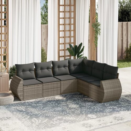 vidaXL 6-dijelni set vrtnih sofa od poliratana s jastucima sivi Cijene