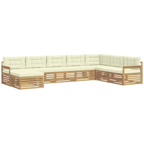 vidaXL Zunanja garnitura za sedenje z blazino 8 pcs Bela in krem, (5000282024) Cene