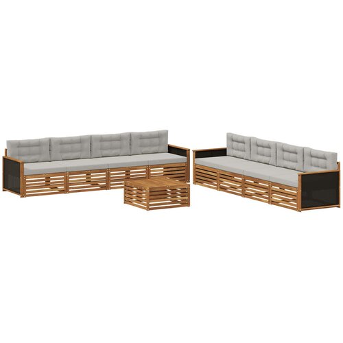 vidaXL Zunanja garnitura za sedenje 9 pcs Naravna in svetlo siva, (5000281095) Cene