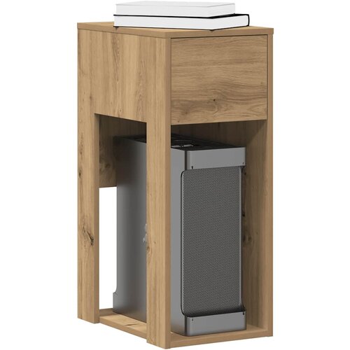 vidaXL Tower stalak za računalo s ladicom boja hrasta 30x44x74 cm Cijene