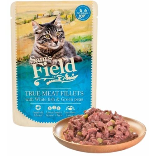 Sams Field hrana za mačke adult - bela riba i grašak 85g Cene