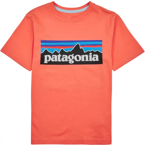 Patagonia Majice s kratkimi rokavi BOYS LOGO T-SHIRT Oranžna