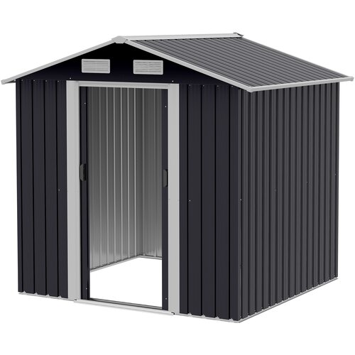 Outsunny Vrtna lopa 2,6m², pocinkana jeklena lopa za orodje z dvojnimi drsnimi vrati in 4 odprtinami za dovod zraka, 195,5x153x188cm, črna, (20753918) Cene
