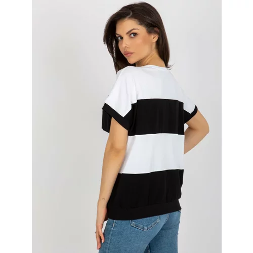 Fashion Hunters Basic black-and-white striped cotton blouse