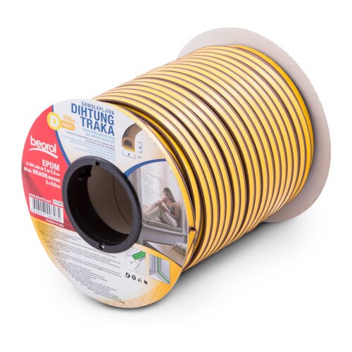 Beorol samolepljiva dihtung traka 2x50m, d-profil, braon Slike