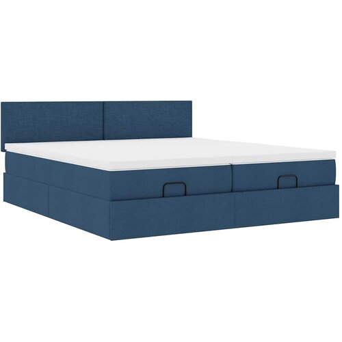  Ottoman krevet s madracima plavi 160x200 cm tkanina Slike