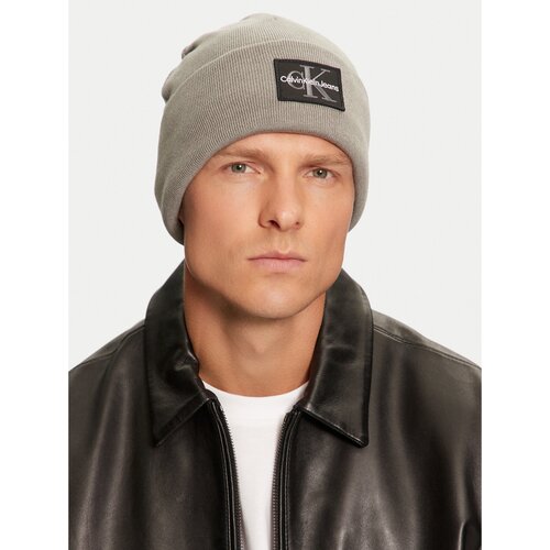 Calvin Klein MONO LOGO PATCH BEANIE WARM K50K512455 Siva Slike