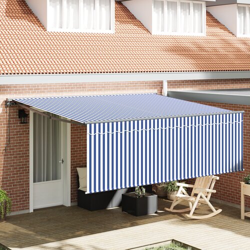 vidaXL Retraktilna tenda Modre in bele črte 400 × 300 cm Cene