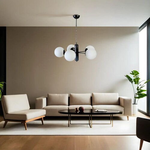 Opviq bankok 5 li siyah beyaz Camlı avize blackwhite chandelier Cene
