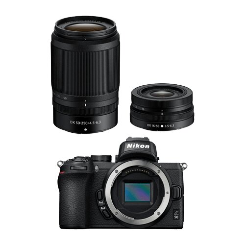 Nikon Z50 + 16-50mm f/3.5-6.3 VR + 50-250mm f/4.5-6.3 VR + torba Slike