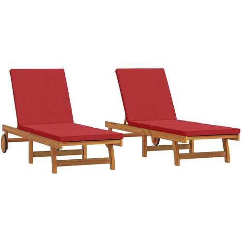 vidaXL Ležalnik Dvojni set Rjav Trdi akacijev les 65 x 200 x 84 cm Cene