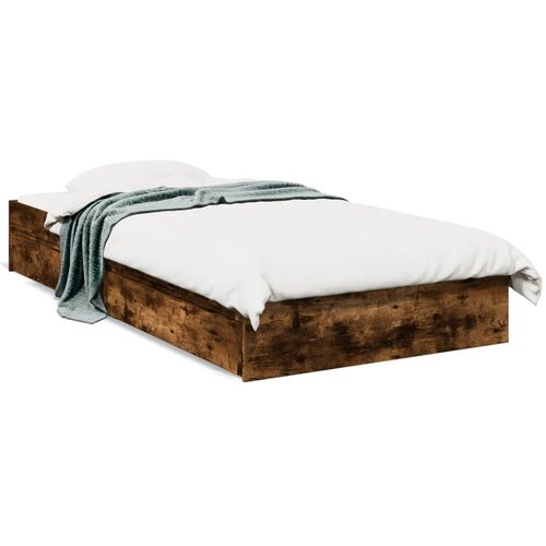 vidaXL Posteljni okvir s predali dimljen hrast 90x200 cm inž. les Cene