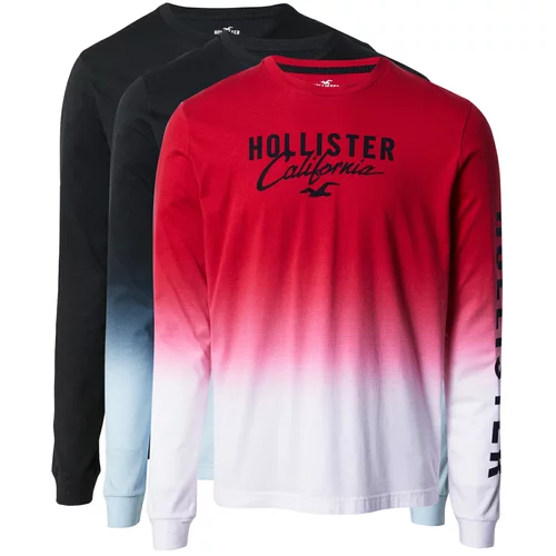Hollister Majica svetlo modra / rdeča / črna / bela