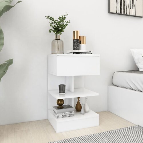 VidaXL Nočna omarica bela 40x35x65 cm iverna plo&amp;scaron;ča Slike