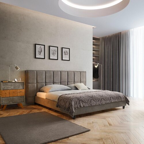 Bessagi Home Oblazinjena Postelja Valeria, Siva, 180x200 Cene