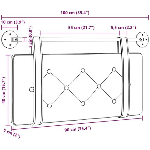  Držeće uzglavlje Zidne Svijetlo siva 100 x 55 x 5 cm Bar&amp;scaron;un - Svjetlosiva 90 cm bez LED Slike