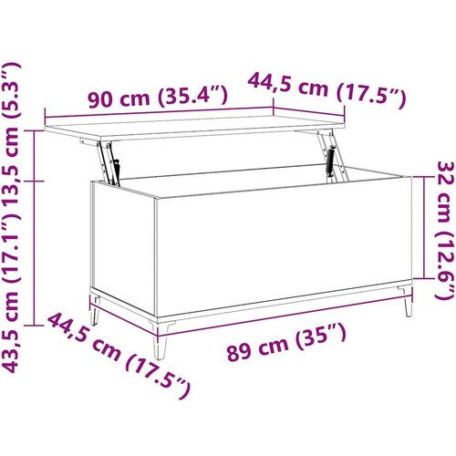 vidaXL Klubska mizica dimljeni hrast 90x44,5x45 cm inženirski les Cene