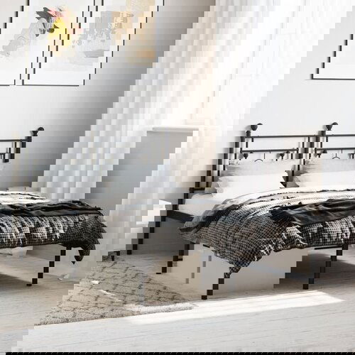 vidaXL Kovinski posteljni okvir z vzglavjem črn 120x200 cm Cene
