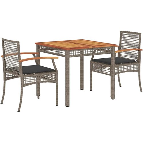  3-dijelni vrtni blagovaonski set sivi od poliratana Siva 80 cm table length Slike