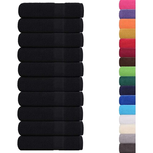 VidaXL Ručnici z tu&amp;scaron;iranje 10 kom crni 70x140 cm 360 gsm 100% pamuk Slike