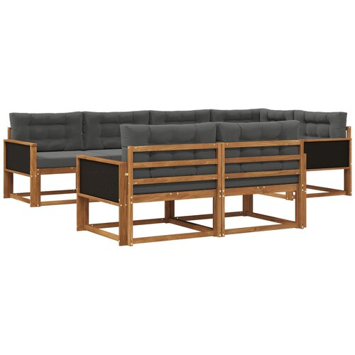 vidaXL Zunanja garnitura za sedenje 7 pcs Naravna in antracitna, (5000281768) Cene