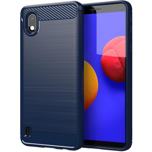 Cadorabo Ohi&amp;scaron;je, združljiv s Samsungom v bru&amp;scaron;enem modrem - za&amp;scaron;čitnem pokrovu, narejen iz fleksibilnega silikona TPU v videzu iz nerjavečega jekla ogljika, (20599181) Slike