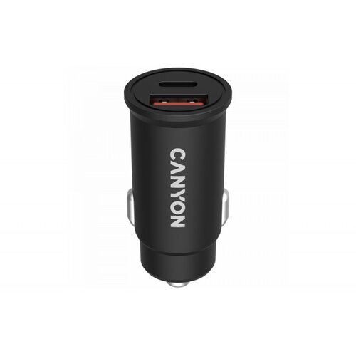 Canyon С-20B03, PD 30W/QC3.0 18W Pocket size car charger with 1-USB A+ 1-USB-C Input: DC12V-24V, Output: USBC: PD30W( 5V3A/9V3A/12V2.5A/15V2A/20V1.5A),USB-A:QC3.0 18W (5V3A Cene