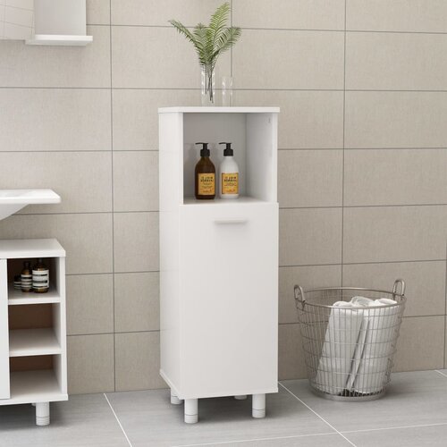 VidaXL Kopalni&amp;scaron;ka omarica visok sijaj bela 30x30x95 cm iverna plo&amp;scaron;ča, (20580104) Slike