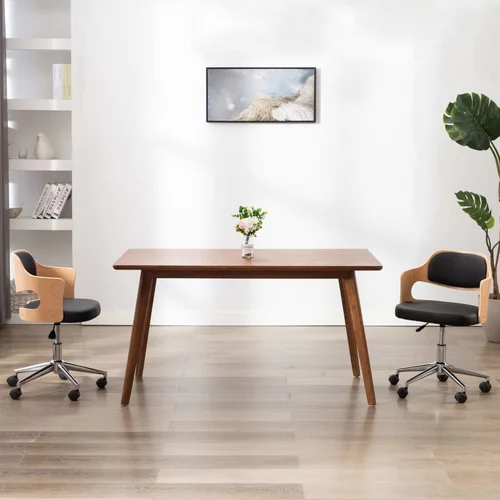 vidaXL okretna uredska stolica od savijenog drva i umjetne kože crna