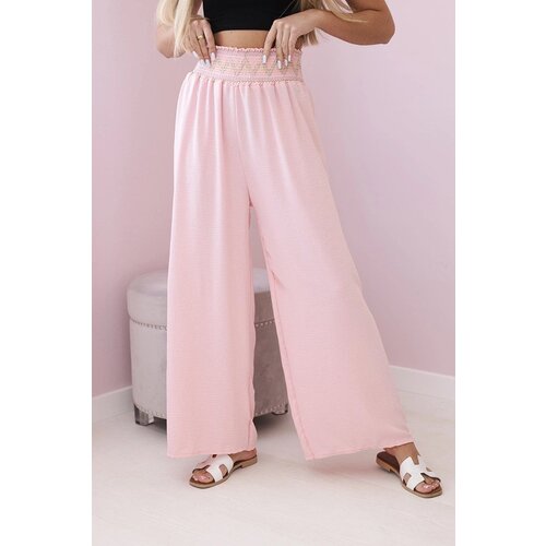 Kesi Trousers with wide elastic waistband powder pink Cene