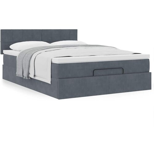 vidaXL Otomanski posteljni okvir z vzmetnico siv 140x190 cm žamet Cene